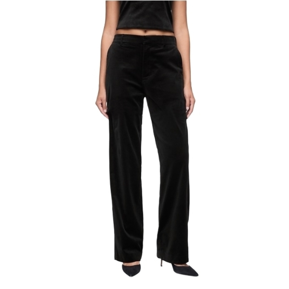 GAP Black Velour Velvet Straight Leg Mid Rise Trousers Size 12